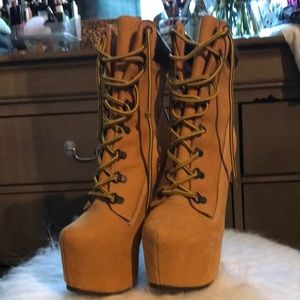 Zigi girl tan timberland inspired high heel boots